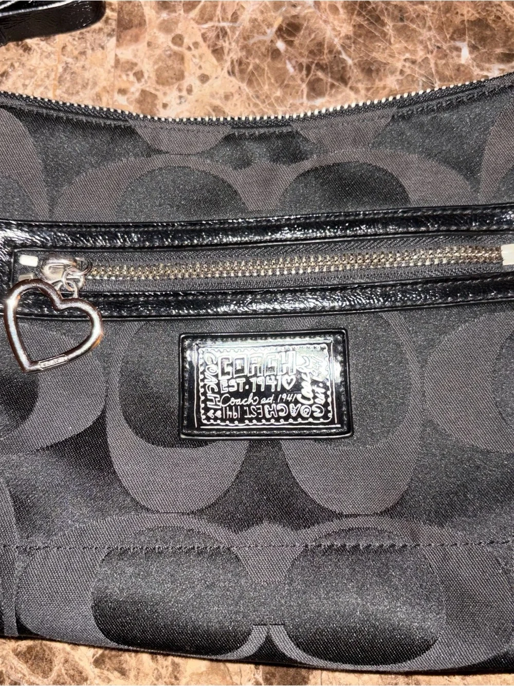 Y2K Coach Poppy Purse w/ Silver Accents & Heart Charm